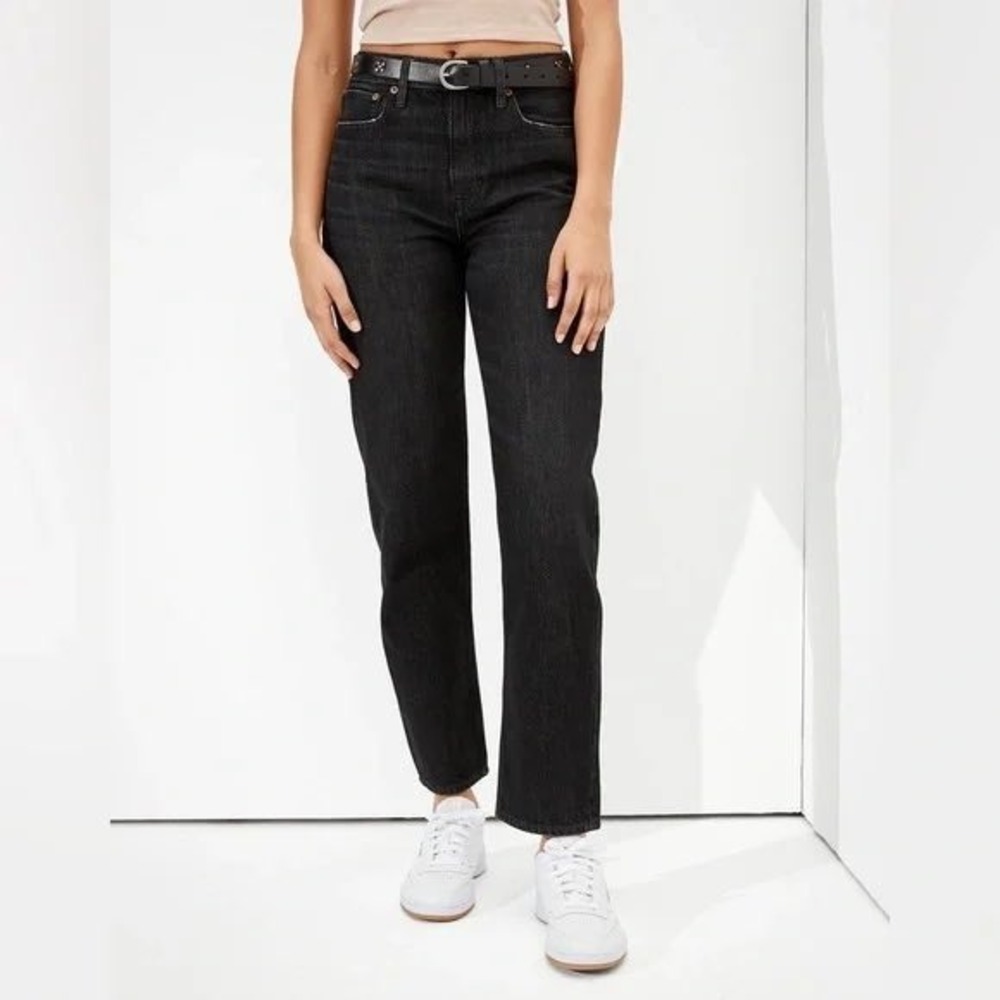 American Eagle Jeans 90s Boyfriend Black Size 8 High Rise Relaxed Retro Grunge